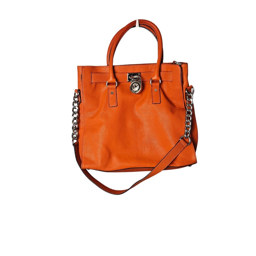MICHAEL Michael Kors Hamilton Bright Orange Large North South Lock Tote Bag